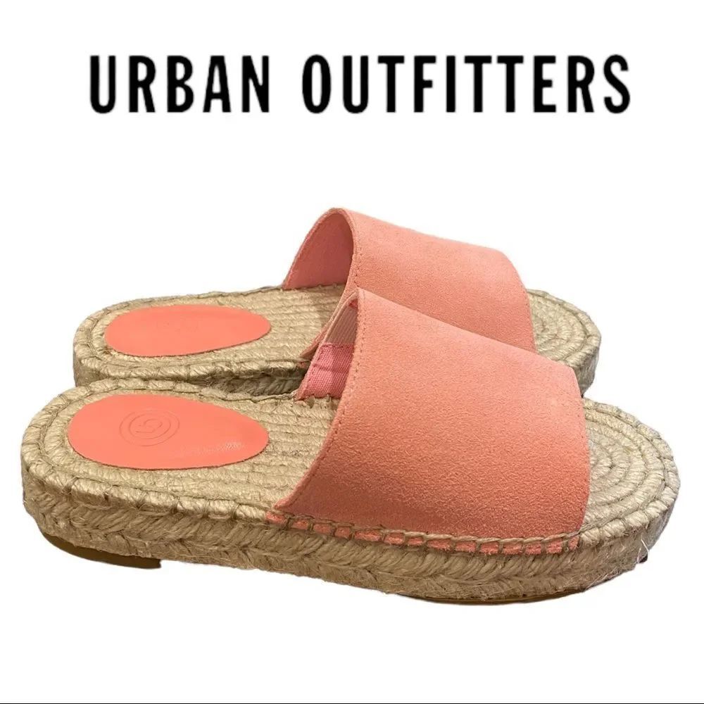 NEW Urban Outfitters UO Pink Mimi Suede Espadrille Slide Sandals 6 7 8 9 10